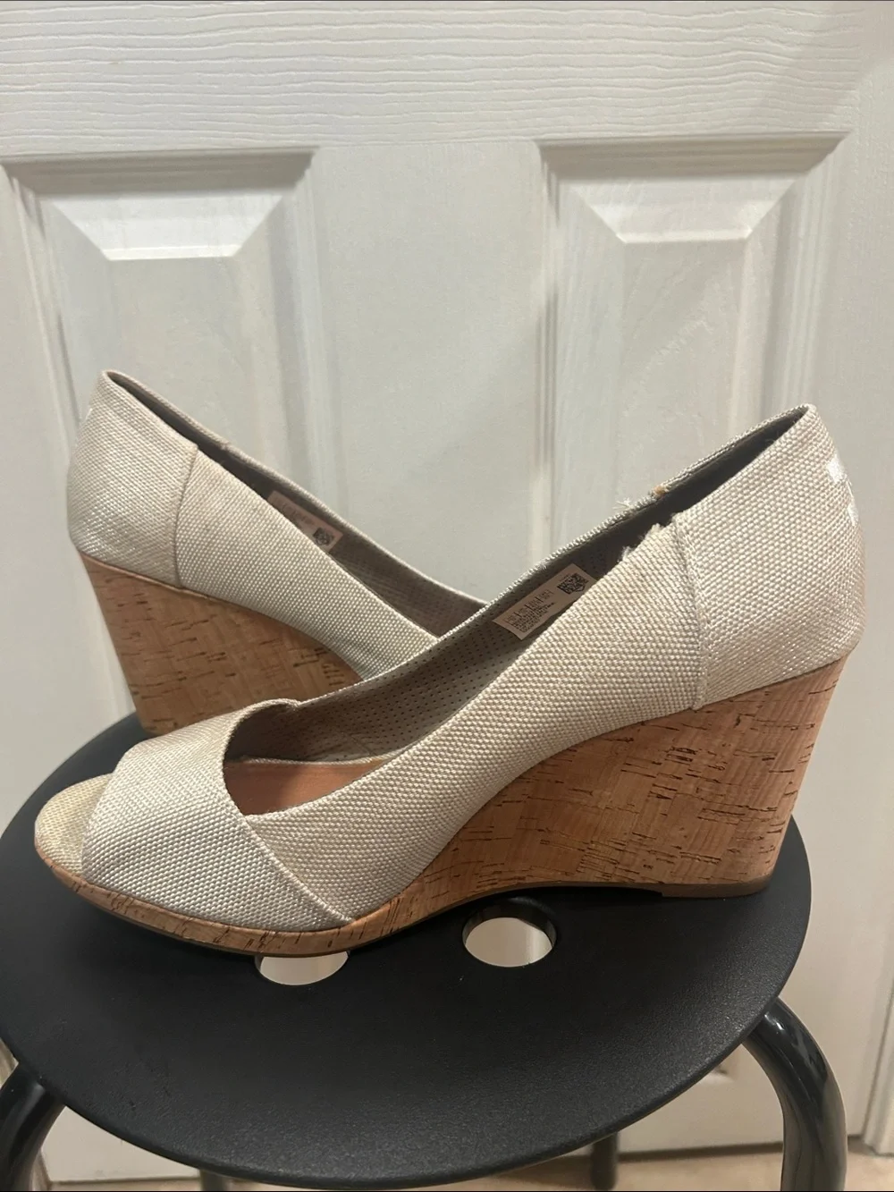 TOMS Peeptoe Wedges Size 12